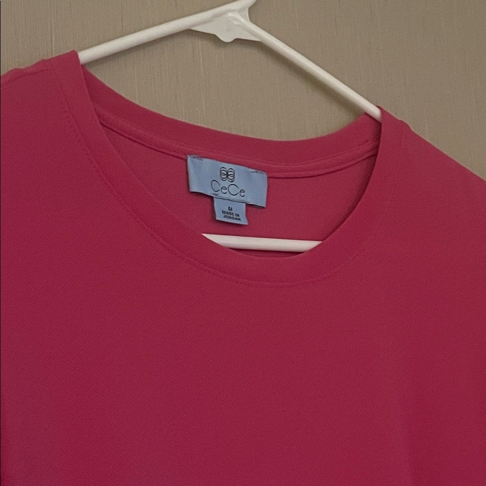 Cece medium Swiss dot hot pink puffy sleeve short sheer summer spring - Picture 3 of 4